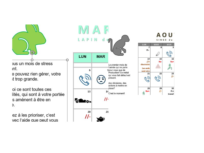 Calendrier 2024 - Jour après jour Le DRAGON de BOIS YANG - Feng Shui Lyon