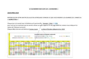LE CALENDRIER 2023
